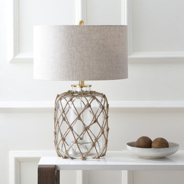 Mer 26.5" Glass and Rope LED Table Lamp - JONATHAN Y